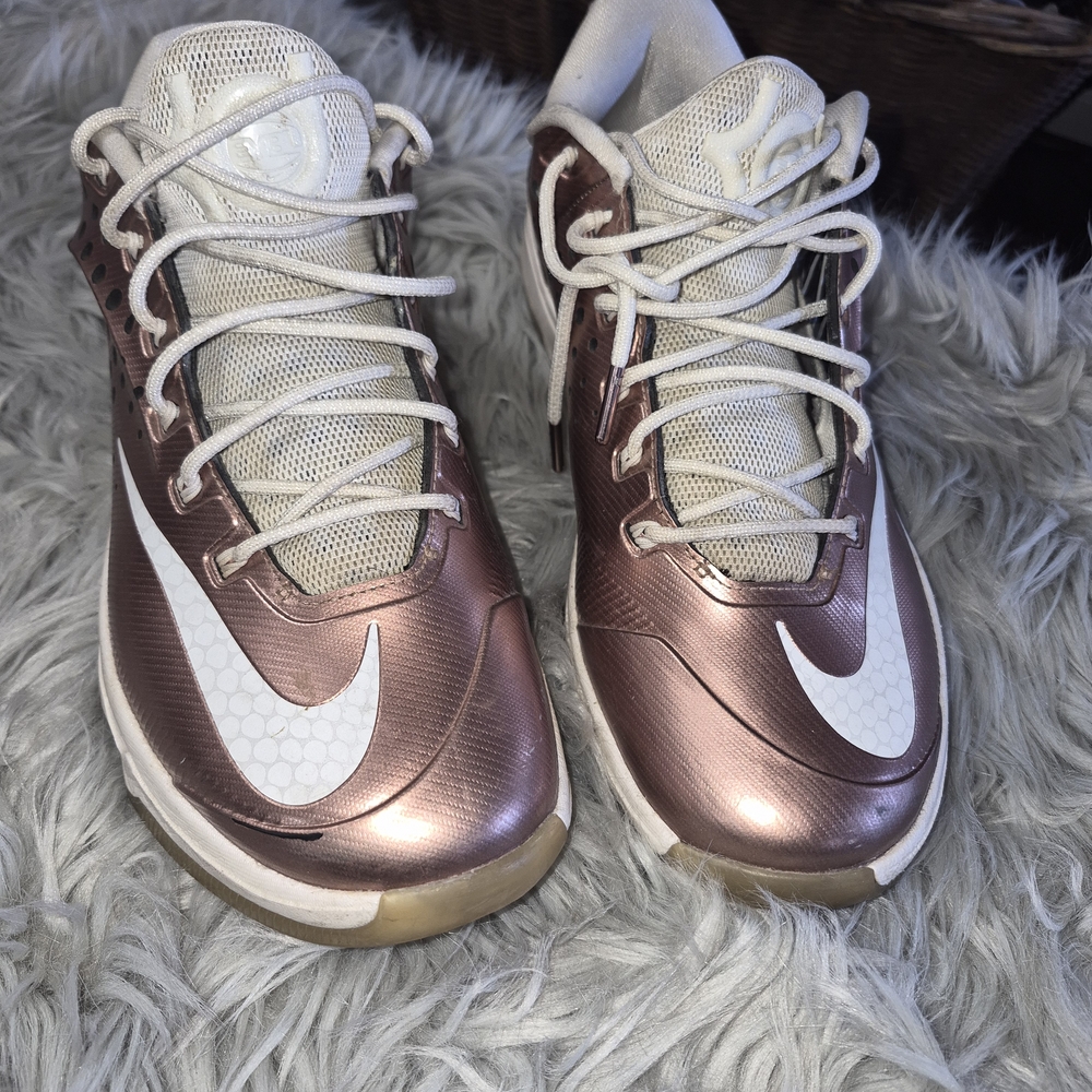 Mens Nike KD 7 ELITE Metallic Rose and White Athletic Shoes